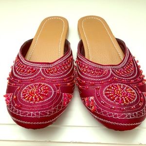 Beautiful beaded satin slippers